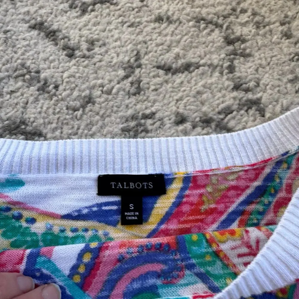 Talbots Colorful Paisley Crewneck Sweater Sz Small